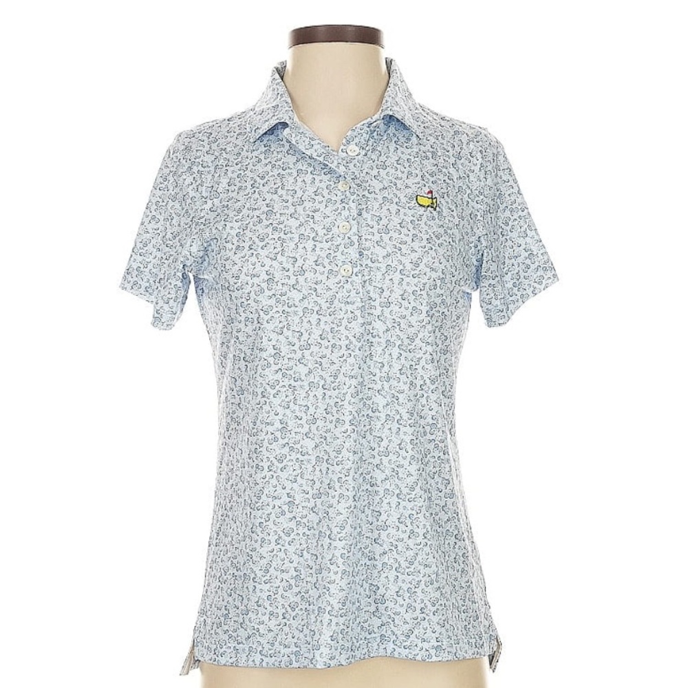 Peter Millar Masters Light Blue Patterned Polo Si… - image 1
